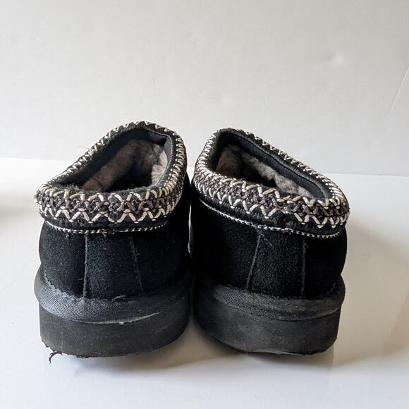 QUINCE Black Suede 100% Australian‎ Shearling Lined Clog Slippers Women's 8 - Picture 6 of 13